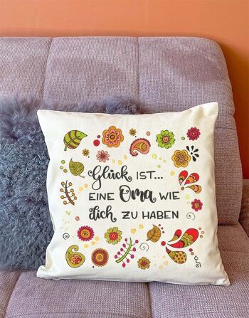 Housse de coussin "Le bonheur c'est... grand-mère" 2