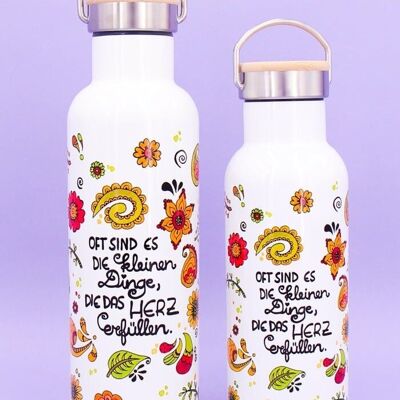 Bouteille thermos couvercle bambou "Les petites choses" - 500ml