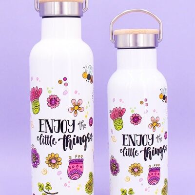 Thermosflasche Bambusdeckel "Enjoy the little things" - 750ml