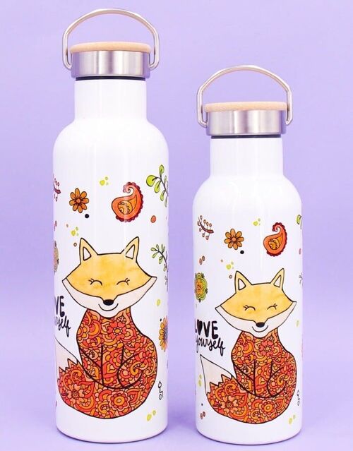 Thermosflasche Bambusdeckel "Fuchs" - 750ml