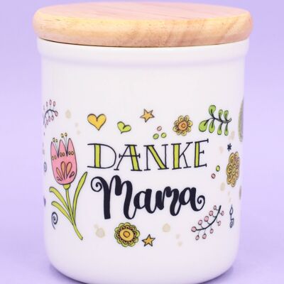Caja de cerámica pequeña con tapa de madera "Mama"