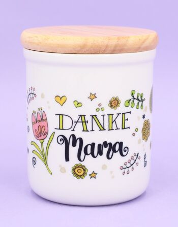 Petite boîte en céramique avec couvercle en bois "Mama" 1