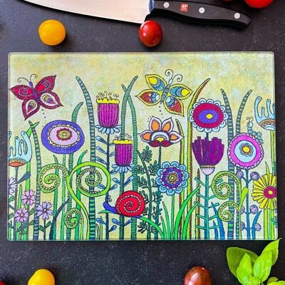 Glass cutting board "Flowers V"