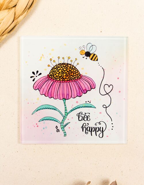 Glasuntersetzer "Bee Happy"