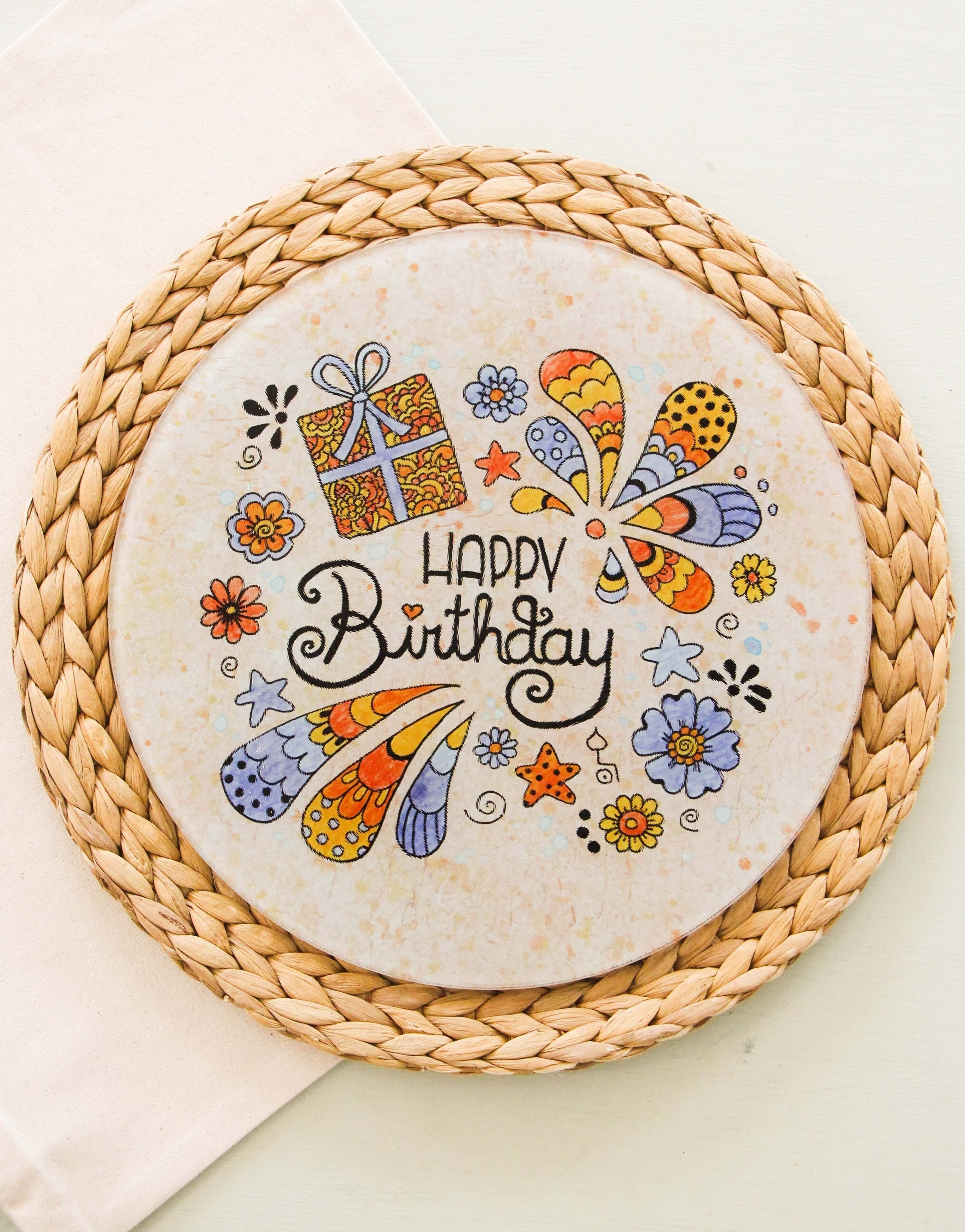 Piatto in vetro "Buon compleanno"