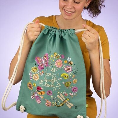 Drawstring bag "Live Laugh Love"