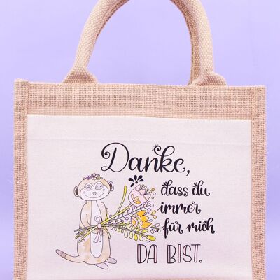 Gift bag jute "Thank you for always being there"