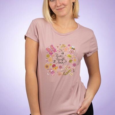 T-shirt femme "Live Laugh Love" violet