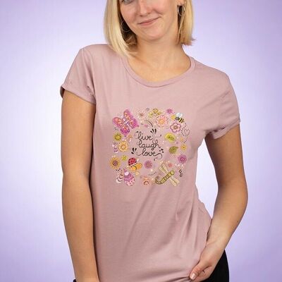 Damen T-Shirt "Live-Laugh-Love" purple