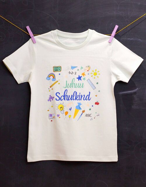 Kinder T-Shirt "Schulkind" Grün