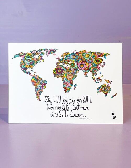 Postkarte "Die Welt ist ein Buch"