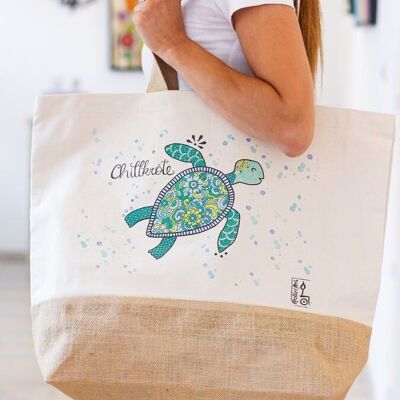Jute bag "Chill Toad" - L