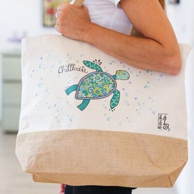 Jute bag "Chill Toad" - S