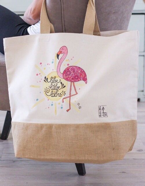 Jutetasche "Flamingo" - L