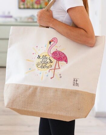 Sac en jute "Flamant rose" - L 2