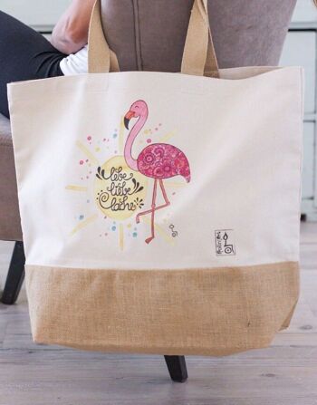 Sac en jute "Flamant rose" - L 6