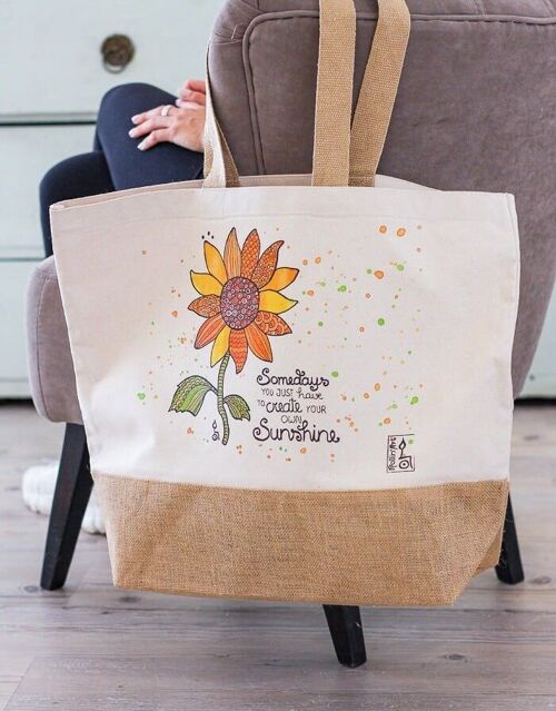 Jutetasche "Sonnenblume" - L