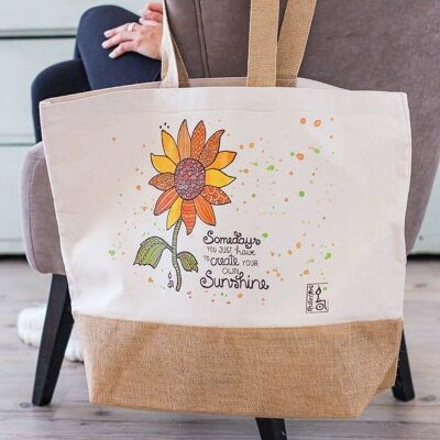 Jutetasche "Sonnenblume" - L