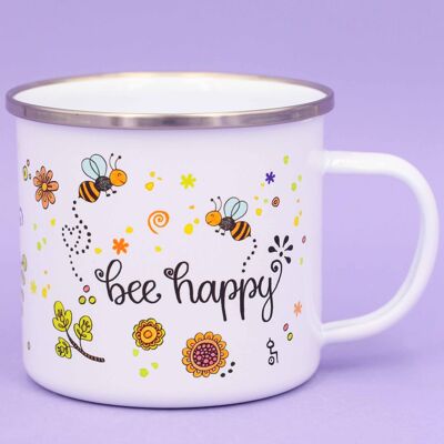 Mug émaillé "Abeille heureuse" - 480 ml