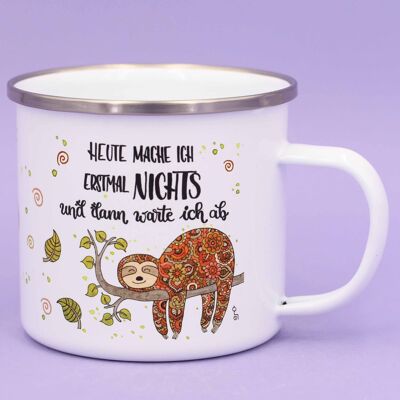 Enamel mug "Sloth" - 480 ml