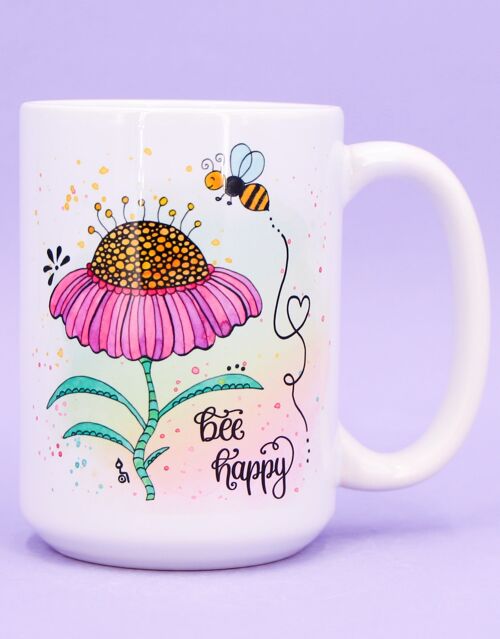 Jumbo-Teetasse "Bee happy"