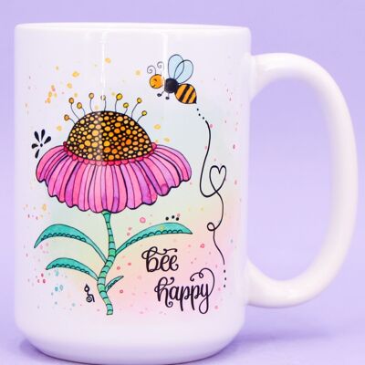 Jumbo tea cup "Bee happy"