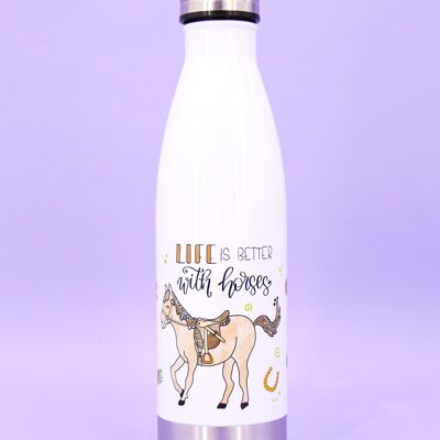 Botella para beber "La vida es mejor con los caballos" - 500ml
