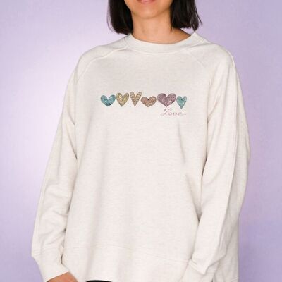 Damen Oversize Sweatshirt Cream "Love"