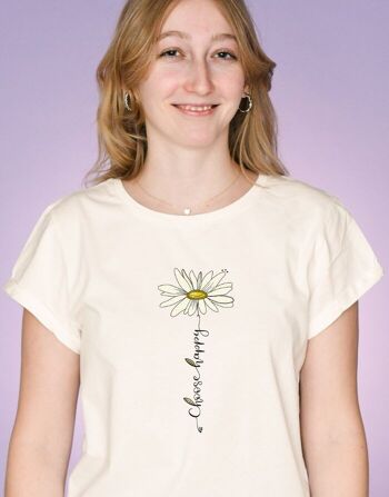 T-Shirt Femme "Daisies Choose happy" 2