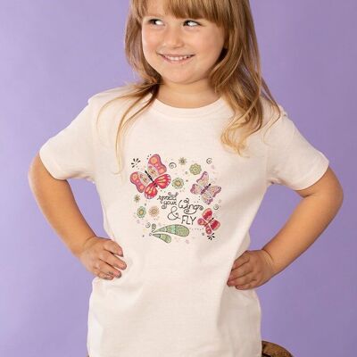 T-Shirt Enfant "Déploie tes Ailes" Rose Bonbon