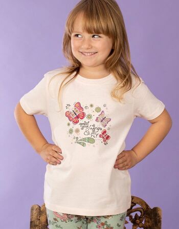 T-Shirt Enfant "Déploie tes Ailes" Rose Bonbon 1