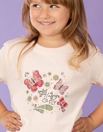 T-Shirt Enfant "Déploie tes Ailes" Rose Bonbon 2