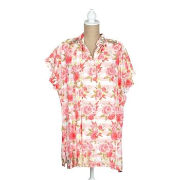 Poncho chemise en coton rose 21479 2