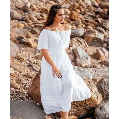 White Cotton Dress 23052