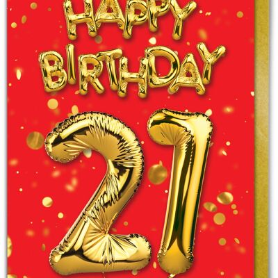 21st Birthday Balloon Card Red