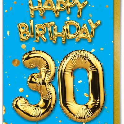 30th Birthday Balloon Card Blue