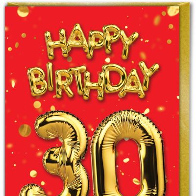 30th Birthday Balloon Card Red