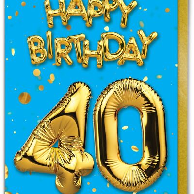 40th Birthday Balloon Card Blue