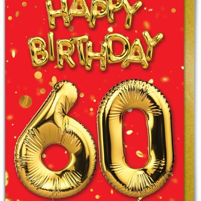 60th Birthday Balloon Card Red