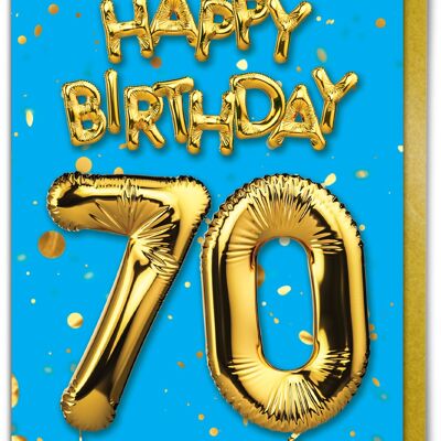 70th Birthday Balloon Card Blue
