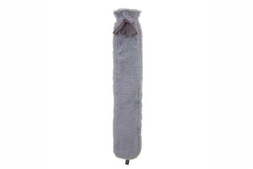 Long Hot Water Bottle - Grey Faux Fur 2L