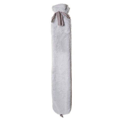 Grey Faux Fur Long Hot Water Bottle - Half Box