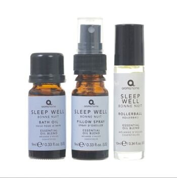 Ensemble Sleep Well - Vaporisateur d'oreiller, roller et huile de bain 1
