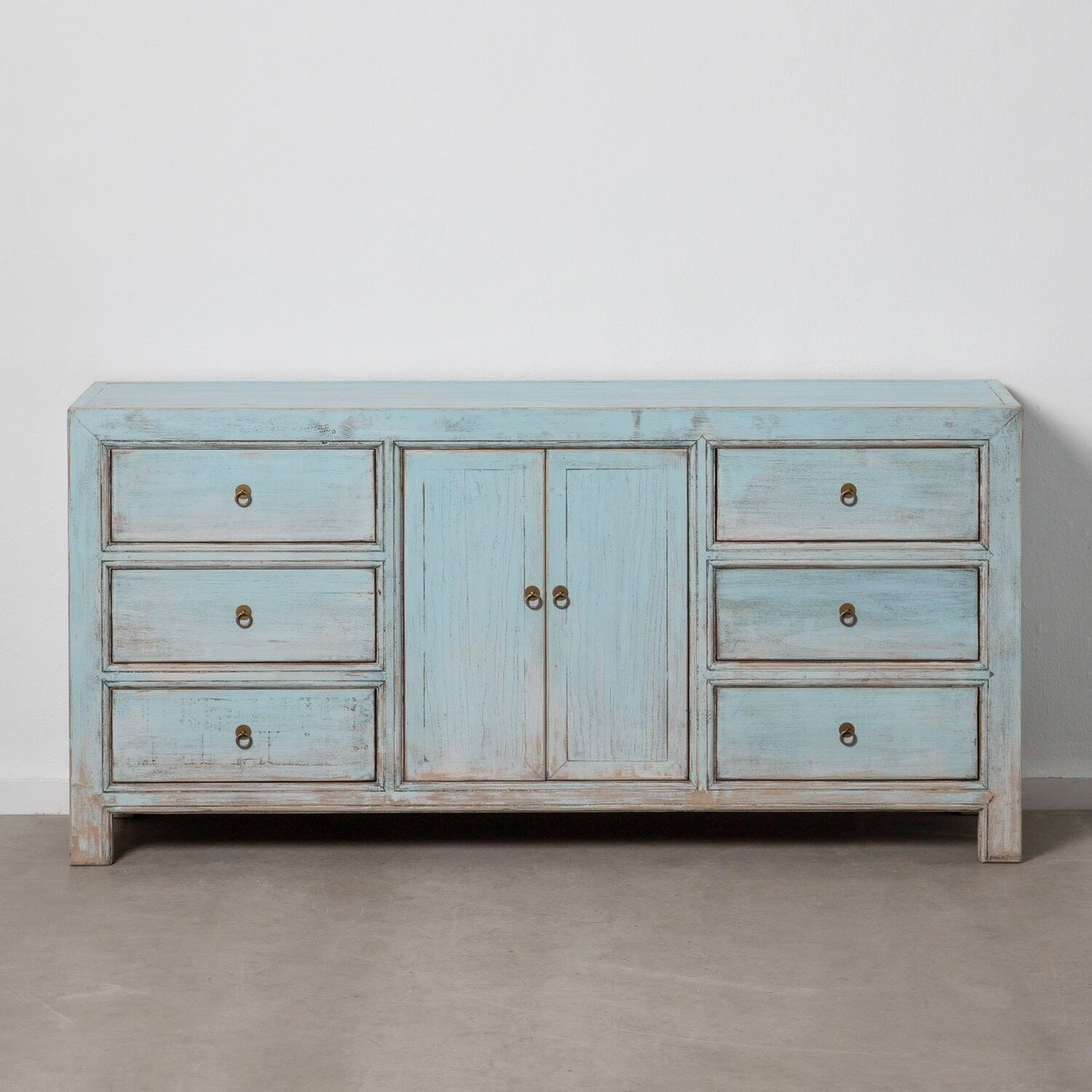 CREDENZA BLU IN LEGNO DI PINO DA SOGGIORNO ST605428