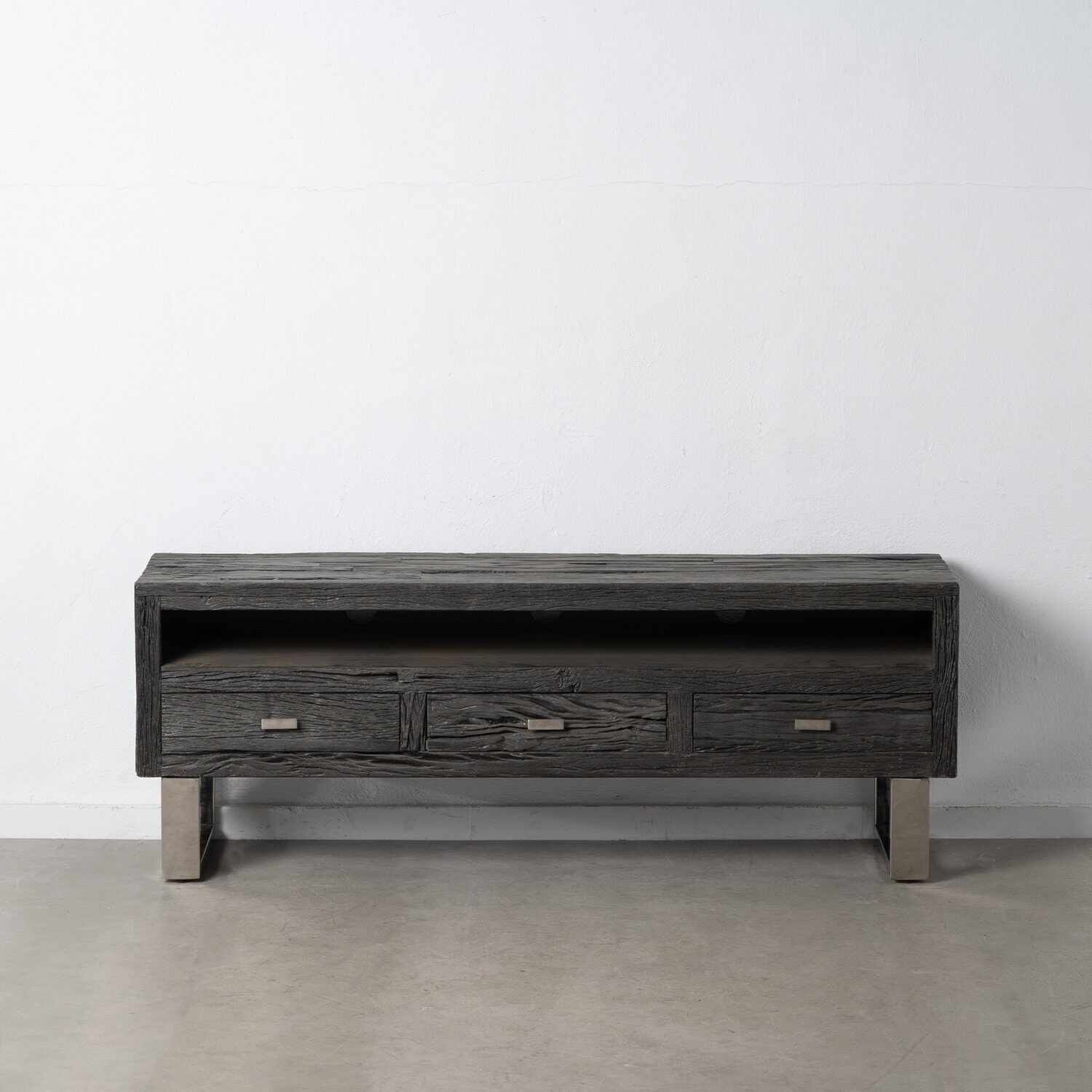 PORTA TV LEGNO/ACCIAIO NERO SOGGIORNO ST607483