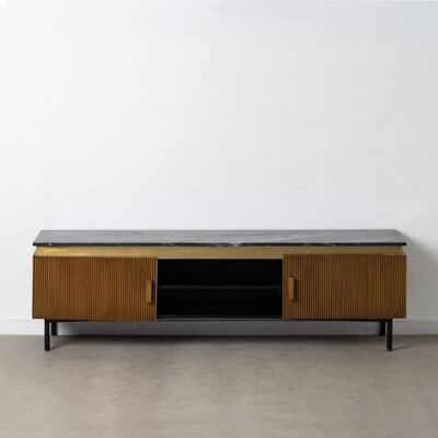 BROWN-BLACK MARBLE/WOOD TV STAND ST607487