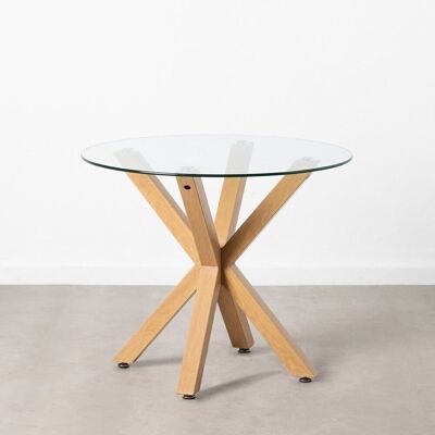 DINING TABLE NATURAL GLASS-METAL ST603292