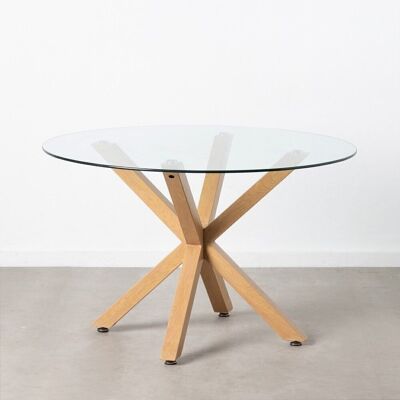 NATURAL GLASS-METAL DINING TABLE ST603293