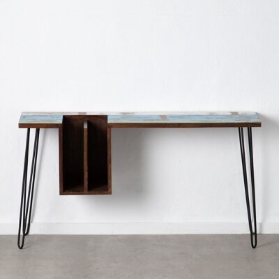 DESK BROWN-BLUE WOOD / METAL ST603325