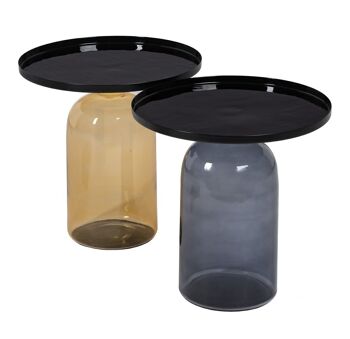 TABLE D'APPOINT NOIR-AMBRE VERRE-MÉTAL ST607508 3